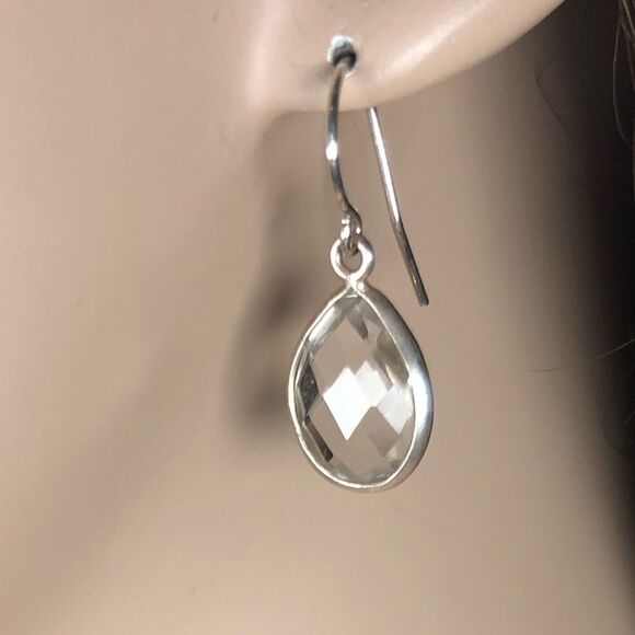 Sterling Silver Crystal.Teardrop Earrings - Picture 1 of 7